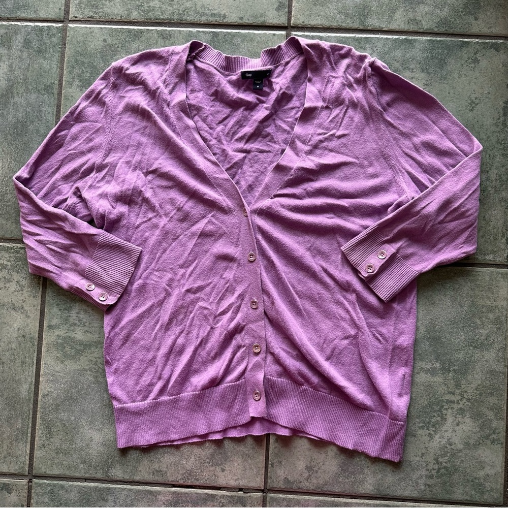 Gap Light Purple Button Up Sweater Cardigan